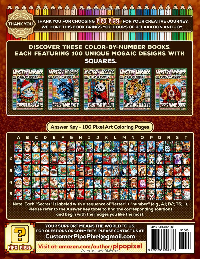 Christmas Cats Mystery Mosaics Color by Number -Part: 01- Vol. 3
