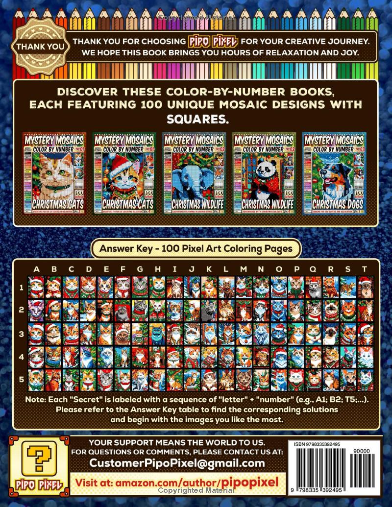Christmas Cats Mystery Mosaics Color by Number -Part: 01- Vol. 2