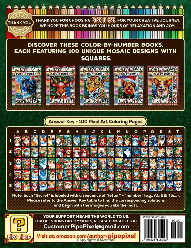 Christmas Cats Mystery Mosaics Color by Number -Part: 01- Vol. 4