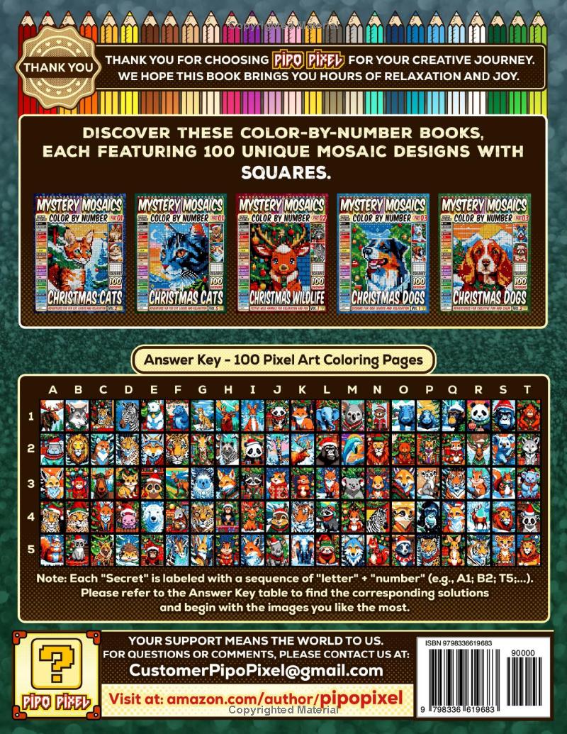 Christmas Wildlife Mystery Mosaics Color by Number -Part: 02- Vol 3