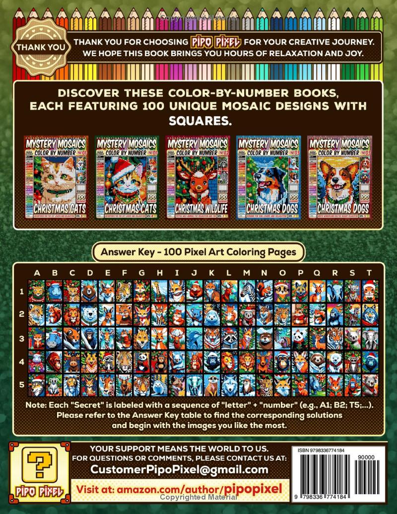 Christmas Wildlife Mystery Mosaics Color by Number -Part: 02- Vol 4