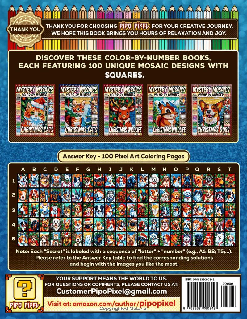 Christmas Dogs Mystery Mosaics Color by Number -Part: 03- Vol. 1