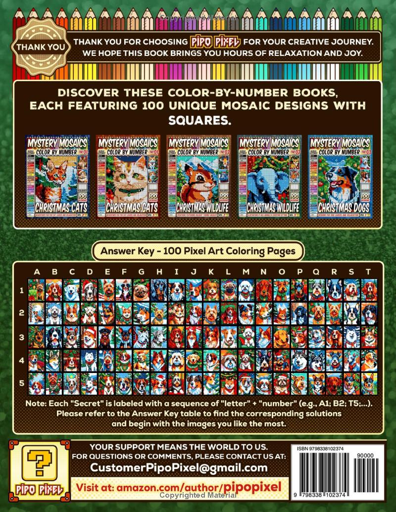 Christmas Dogs Mystery Mosaics Color by Number -Part: 03- Vol. 2