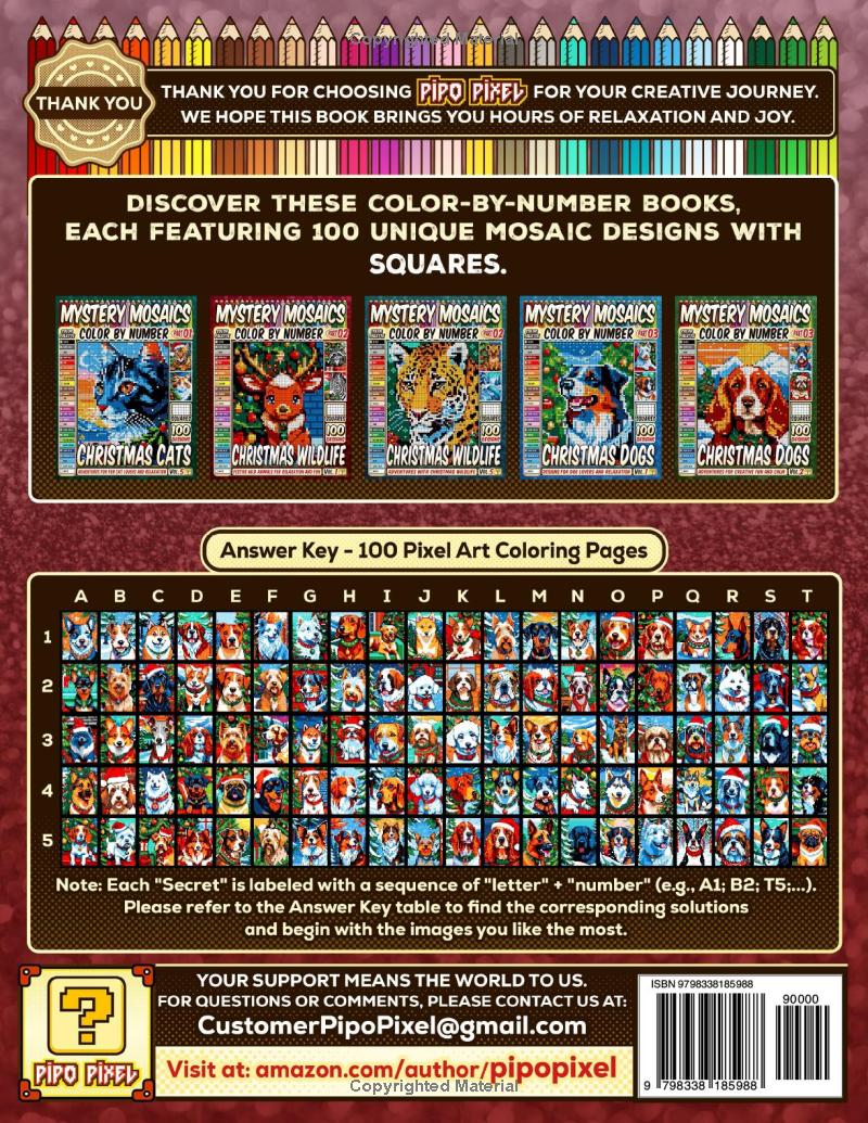Christmas Dogs Mystery Mosaics Color by Number -Part: 03- Vol 5