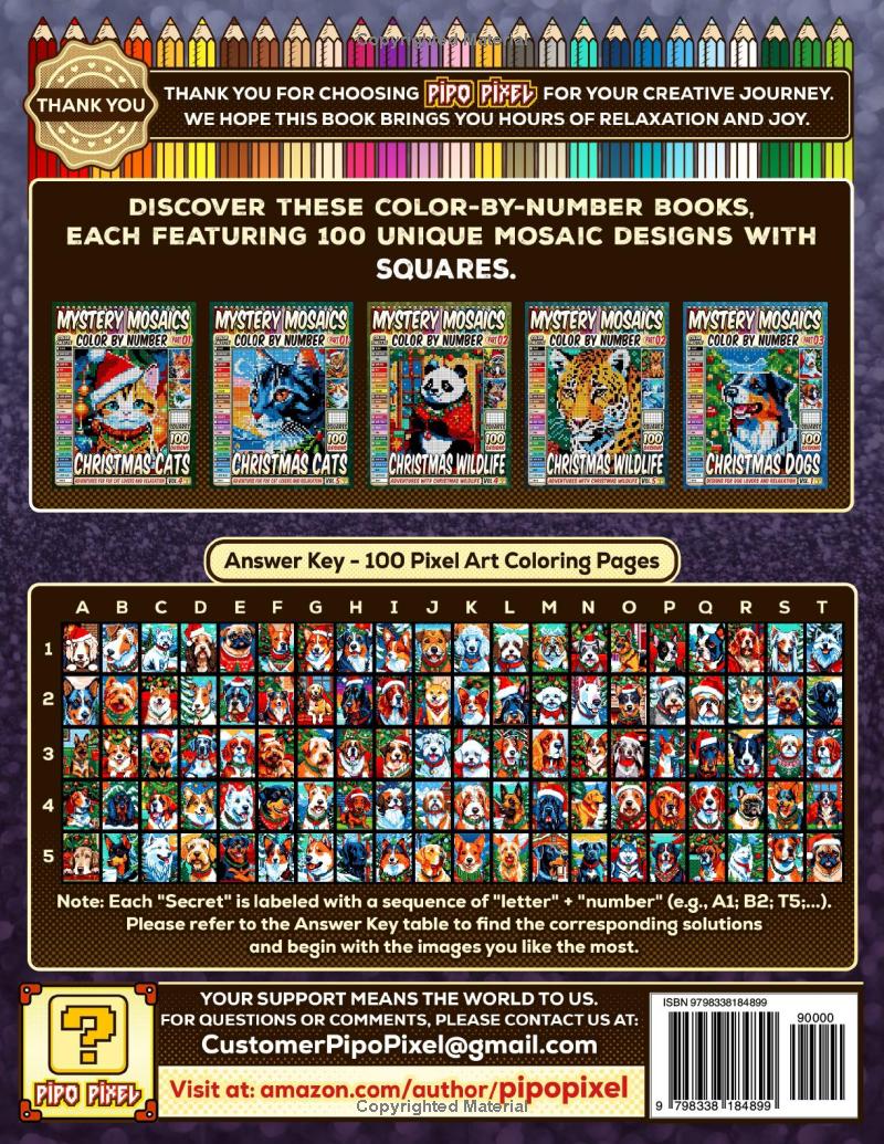 Christmas Dogs Mystery Mosaics Color by Number -Part: 03- Vol. 4