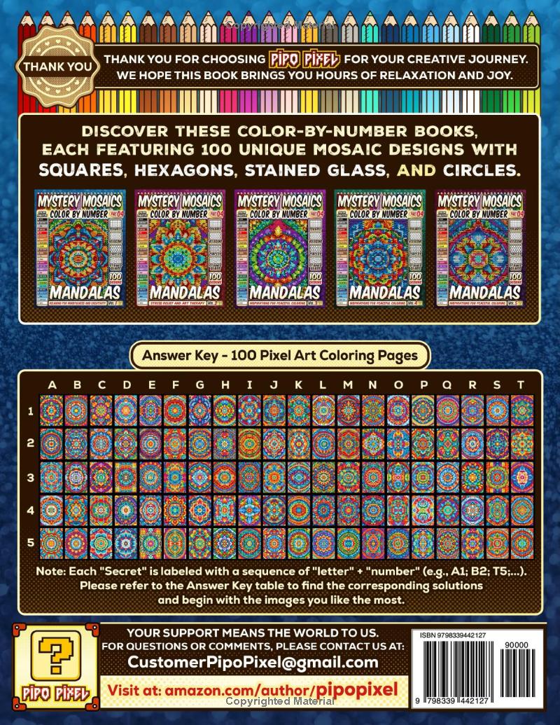 100 Mandalas Quest Patterns - Mystery Mosaic Color by Number -Part: 04- Vol. 1
