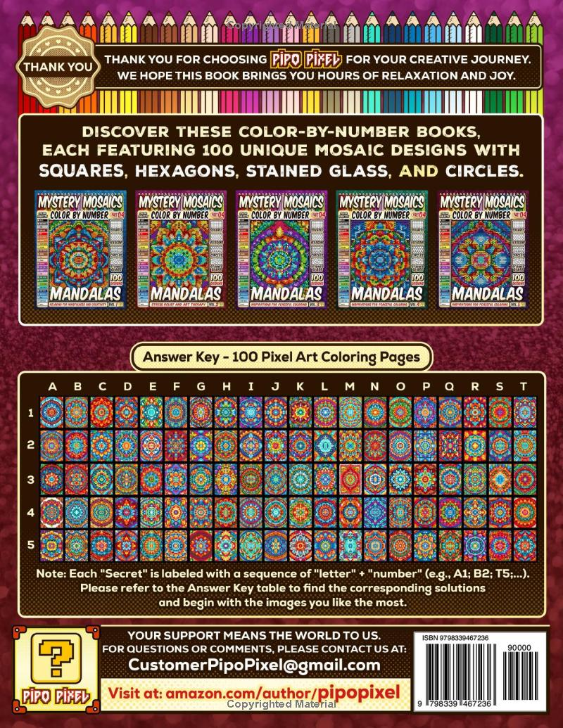 100 Mandalas Quest Patterns - Mystery Mosaic Color by Number -Part: 04- Vol. 2