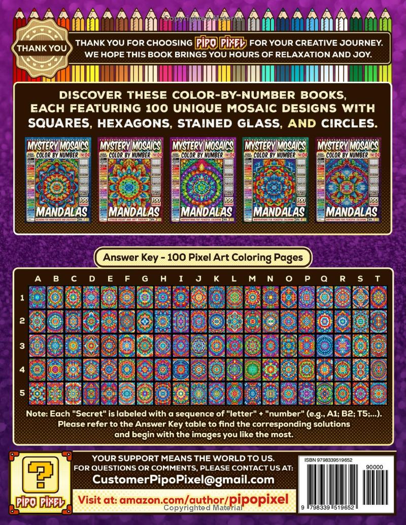 100 Mandalas Quest Patterns - Mystery Mosaic Color by Number -Part: 04- Vol. 3