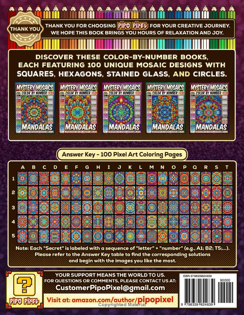 100 Mandalas Quest Patterns - Mystery Mosaic Color by Number -Part: 04- Vol. 5