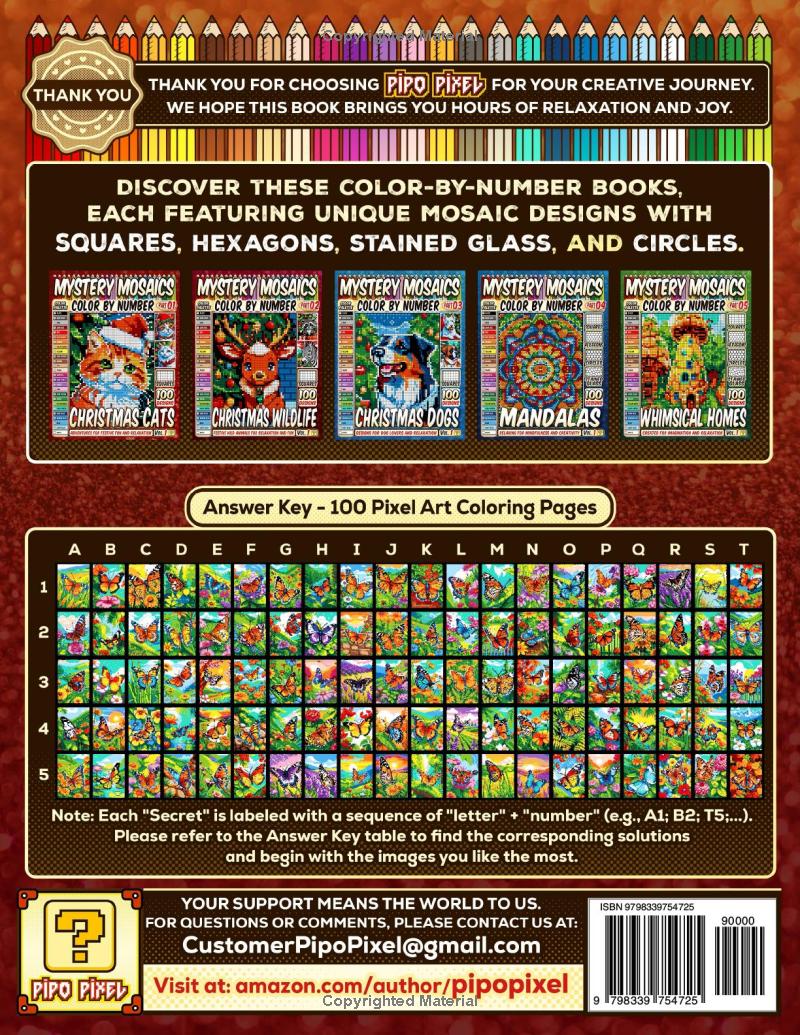 100 Beautiful Butterfly Scenes - Mystery Mosaic Color by Number - Part: 06
