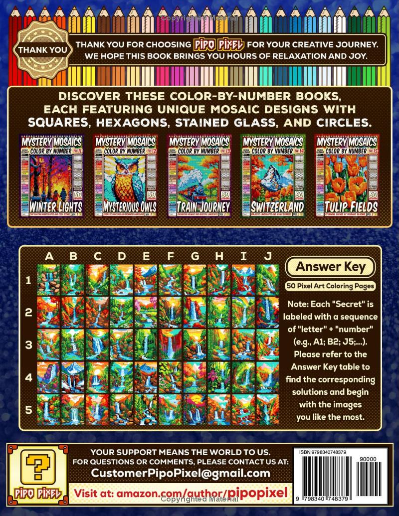 50 Majestic Waterfalls - Mystery Mosaic Color by Number - Part: 16