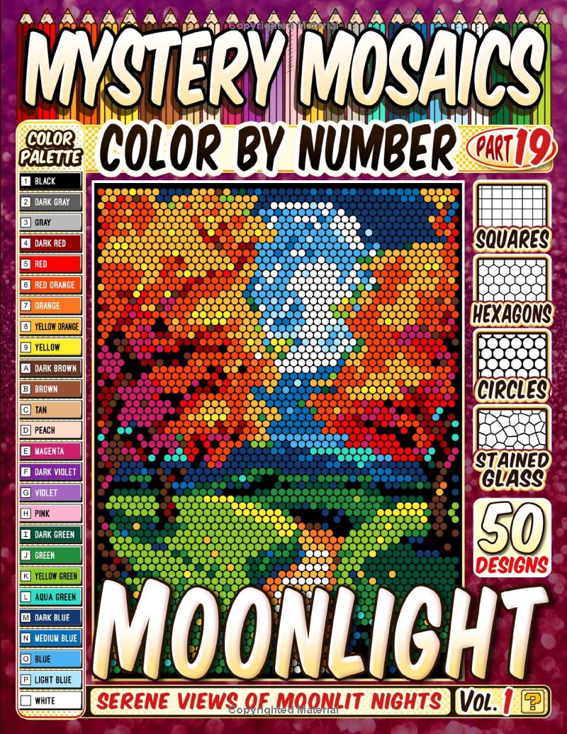 Moonlight Landscape Mystery Mosaic Color by Number - Part: 19