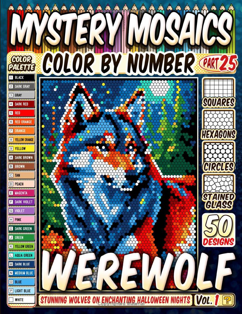 Werewolf Mystery Mosaic Color by Number - Part: 25