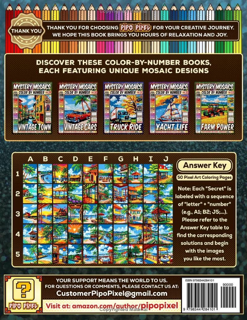 Beach Getaway Mystery Mosaic Color by Number - Part: 34