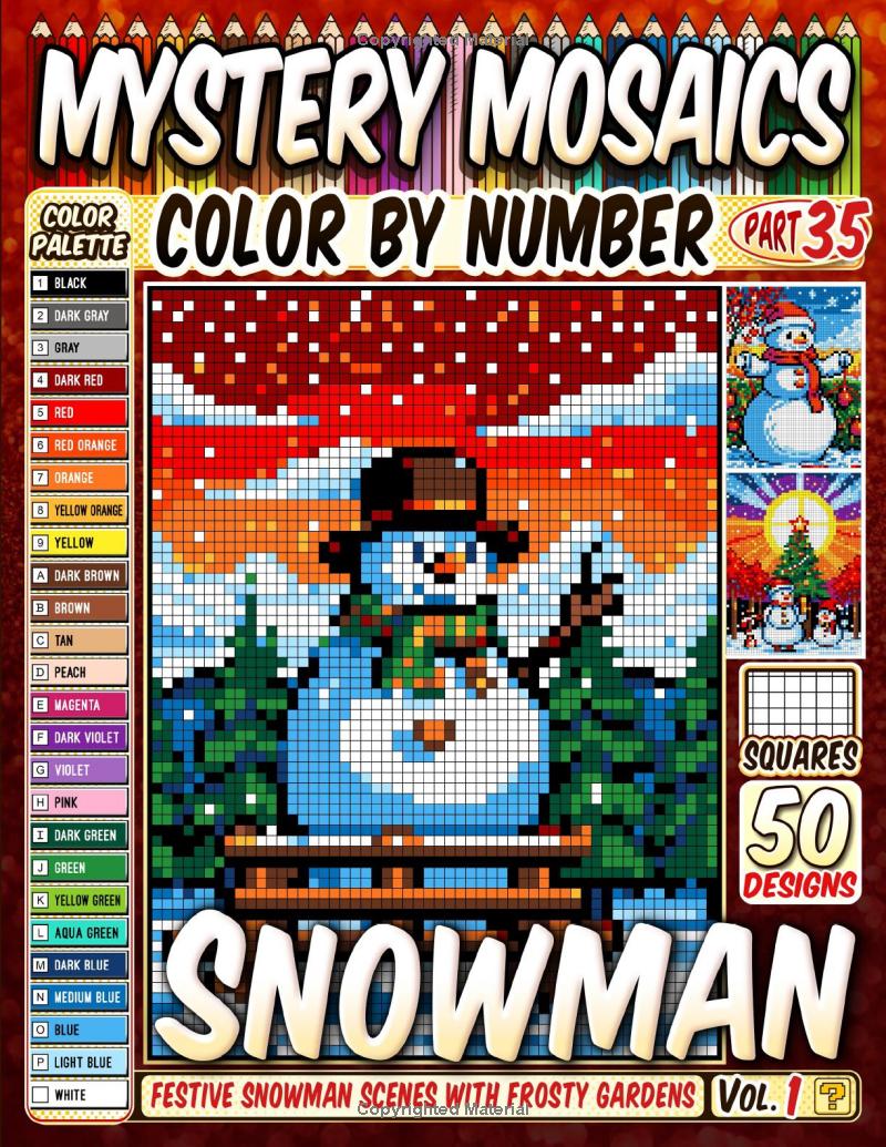 Snowman Joy Mystery Mosaic Color by Number - Part: 35