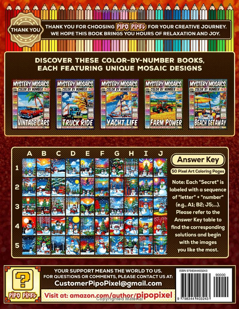 Snowman Joy Mystery Mosaic Color by Number - Part: 35