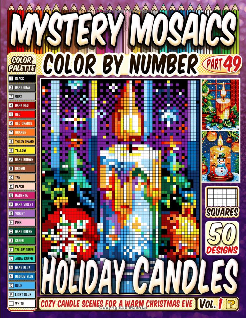 Holiday Candle Mystery Mosaic Color by Number - Part: 49