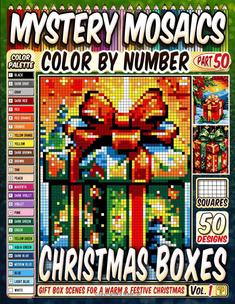 Christmas Boxes Mystery Mosaic Color by Number - Part: 50