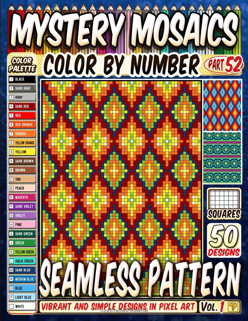 Seamless Patterns Mystery Mosaic Color by Number - Part: 52