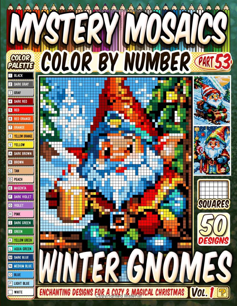 Winter Gnomes Mystery Mosaic Color by Number - Part: 53