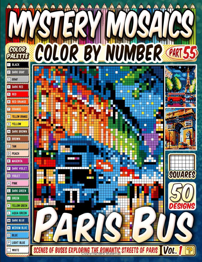 Paris Bus Mystery Mosaic Color by Number - Part: 55