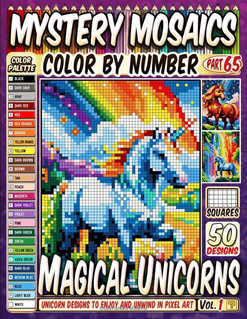 Magical Unicorns Mystery Mosaic Color by Number - Part: 65