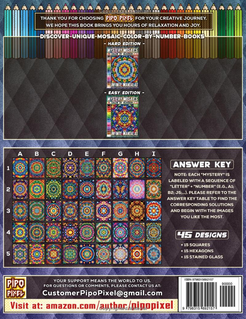 Infinite Mandalas – Hard Edition – Mystery Mosaic Color by Number – Vol. 01