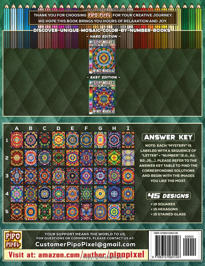 Infinite Mandalas - Easy Edition - Mystery Mosaic Color by Number - Vol. 01