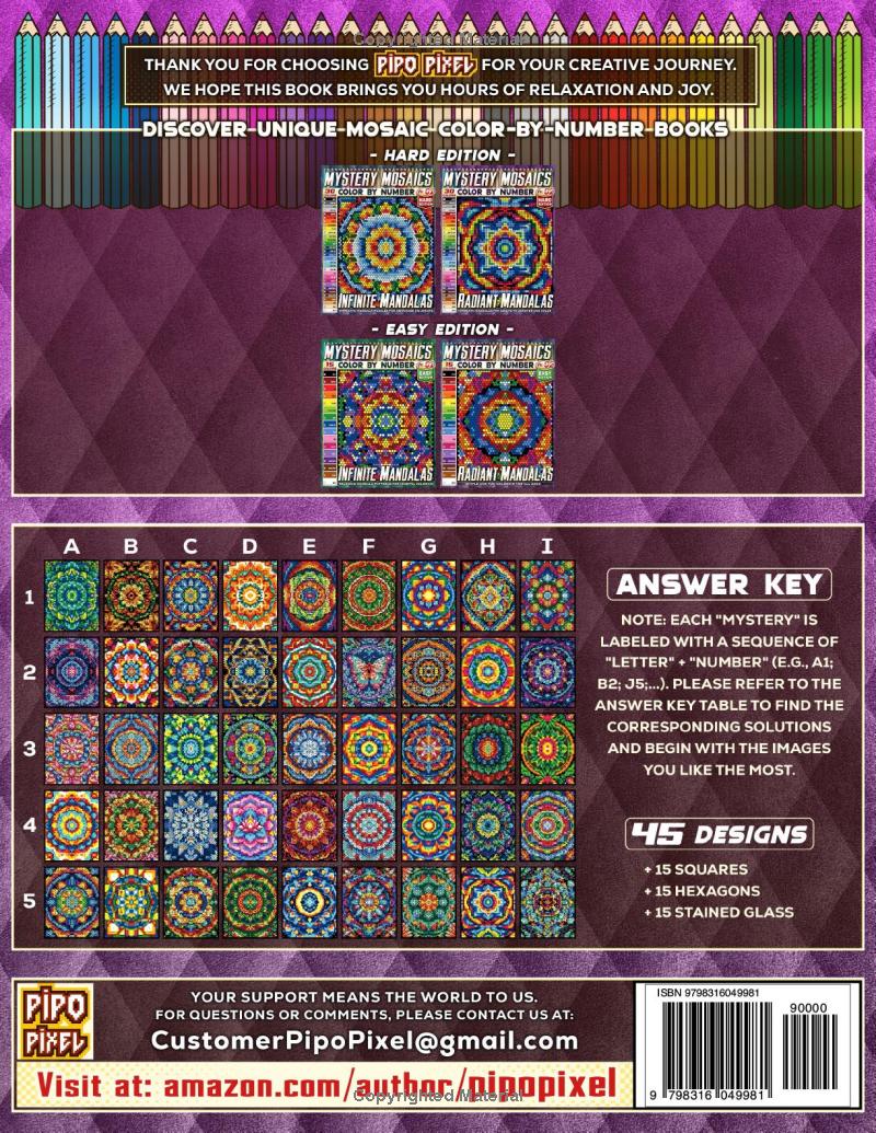 Radiant Mandalas - Hard Edition - Mystery Mosaic Color by Number - Vol. 02