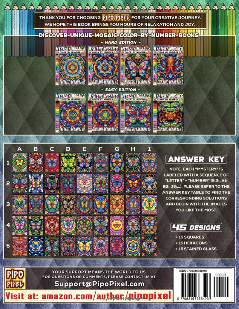 Butterfly Mandalas - Easy Edition - Mystery Mosaic Color by Number - Vol. 03