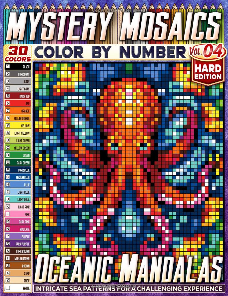 Oceanic Mandalas - Hard Edition - Mystery Mosaic Color by Number - Vol. 04