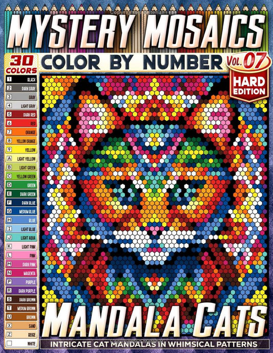 Mandala Cats - Hard Edition - Mystery Mosaic Color by Number - Vol. 07