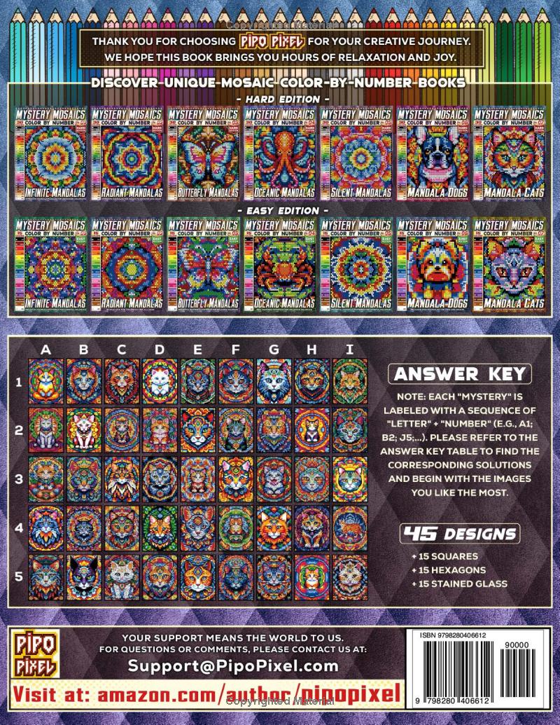 Mandala Cats - Hard Edition - Mystery Mosaic Color by Number - Vol. 07