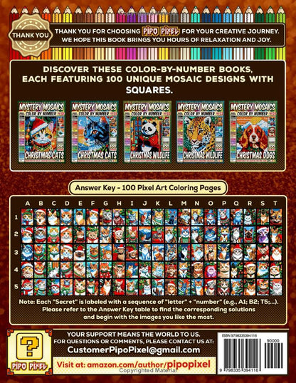 Christmas Cats Mystery Mosaics Color by Number -Part: 01- Vol. 3