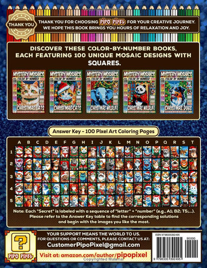 Christmas Cats Mystery Mosaics Color by Number -Part: 01- Vol. 2