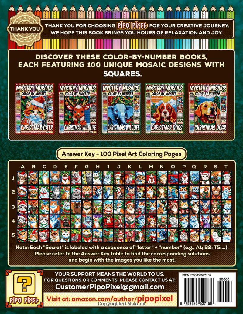Christmas Cats Mystery Mosaics Color by Number -Part: 01- Vol 5