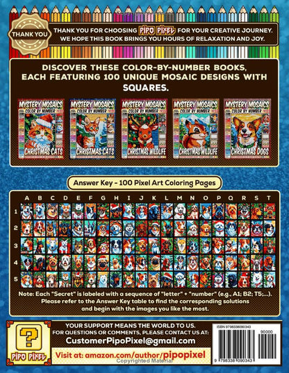 Christmas Dogs Mystery Mosaics Color by Number -Part: 03- Vol. 1