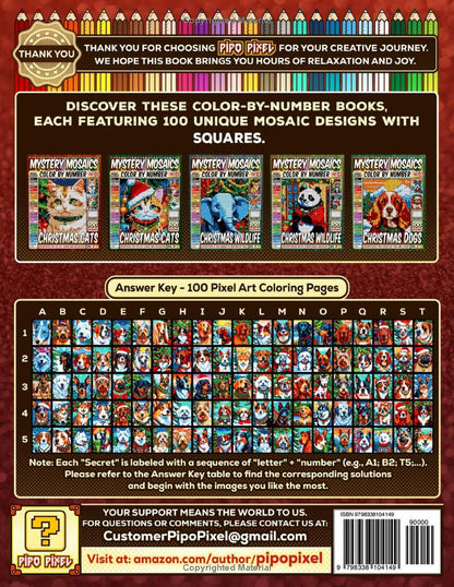Christmas Dogs Mystery Mosaics Color by Number -Part: 03- Vol. 3