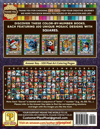 Christmas Dogs Mystery Mosaics Color by Number -Part: 03- Vol. 4