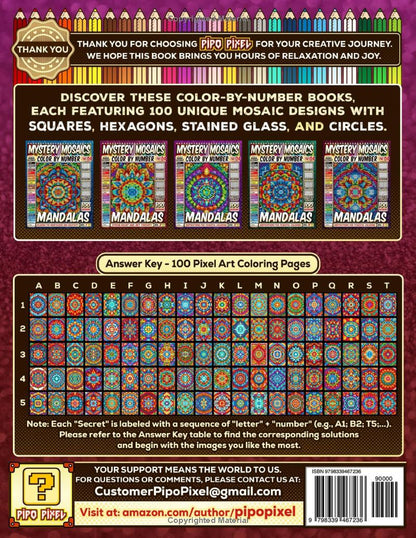 100 Mandalas Quest Patterns - Mystery Mosaic Color by Number -Part: 04- Vol. 2