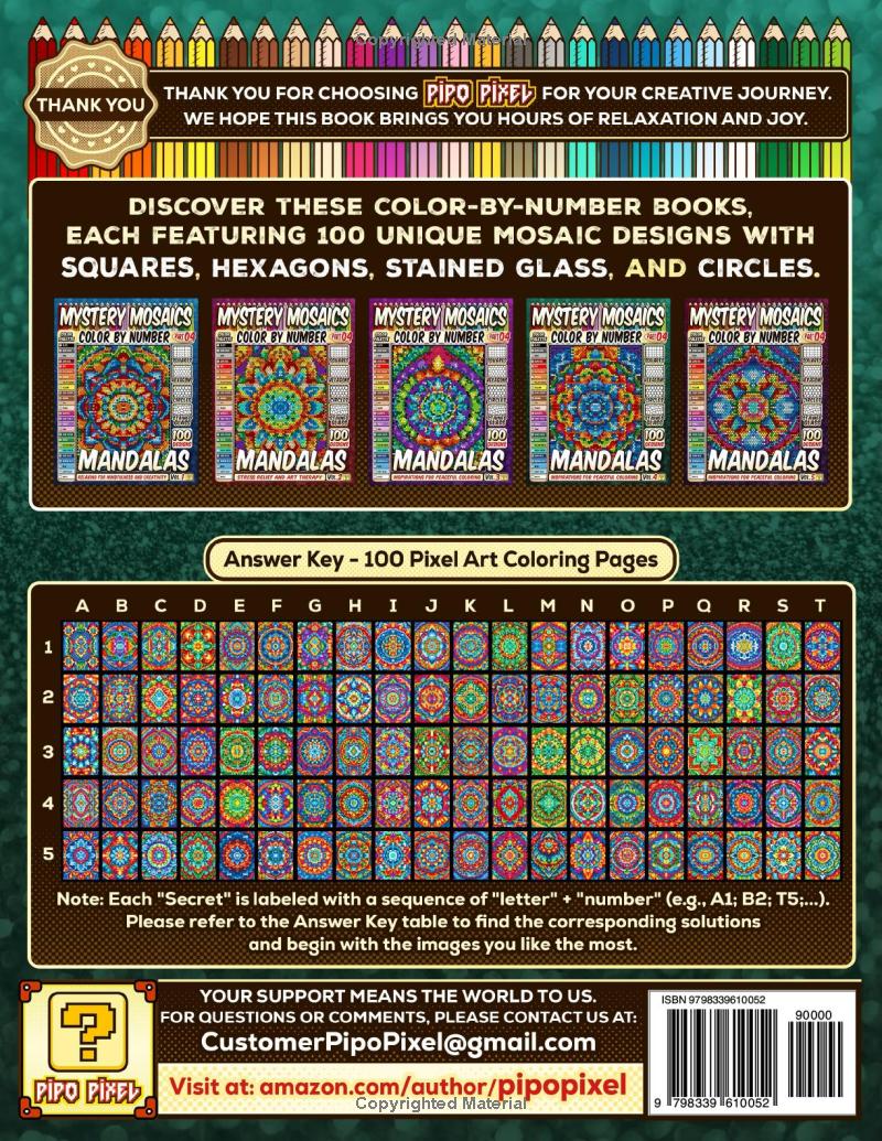 100 Mandalas Quest Patterns - Mystery Mosaic Color by Number -Part: 04- Vol. 4