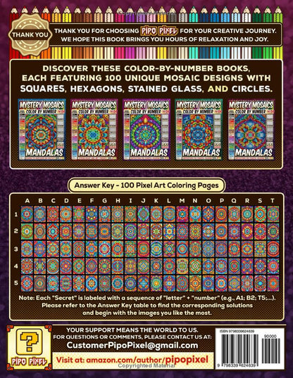 100 Mandalas Quest Patterns - Mystery Mosaic Color by Number -Part: 04- Vol. 5