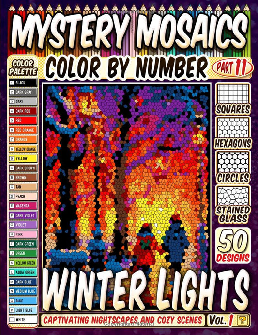 50 Enchanted Winter Lights - Mystery Mosaic Color by Number - Part: 11