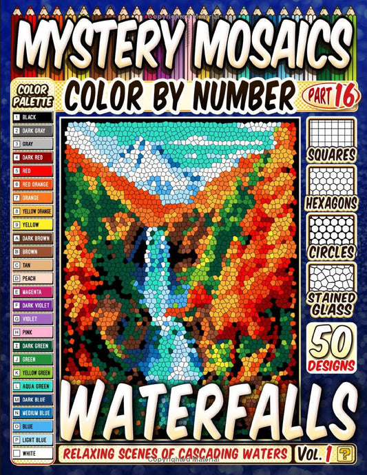 50 Majestic Waterfalls - Mystery Mosaic Color by Number - Part: 16