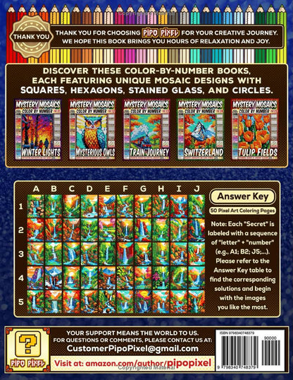 50 Majestic Waterfalls - Mystery Mosaic Color by Number - Part: 16