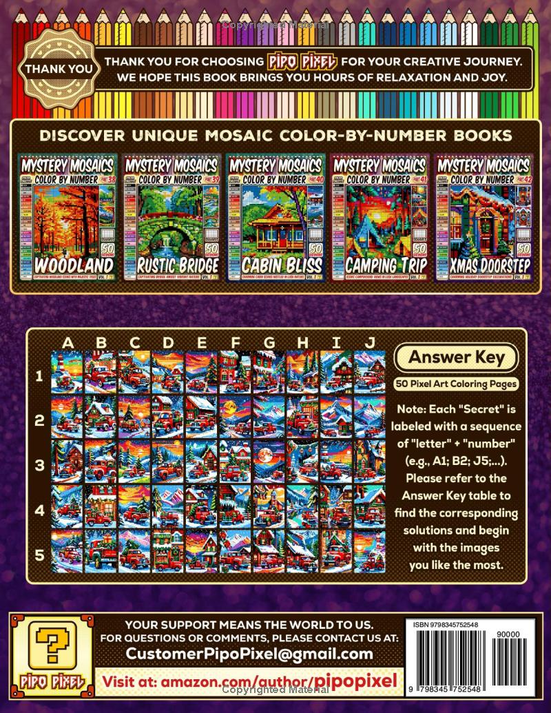 Christmas Red Farm Truck Mystery Mosaic Color by Number - Part: 43