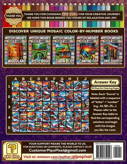 Christmas Red Farm Truck Mystery Mosaic Color by Number - Part: 43