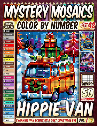 Christmas Hippie Van Mystery Mosaic Color by Number - Part: 48