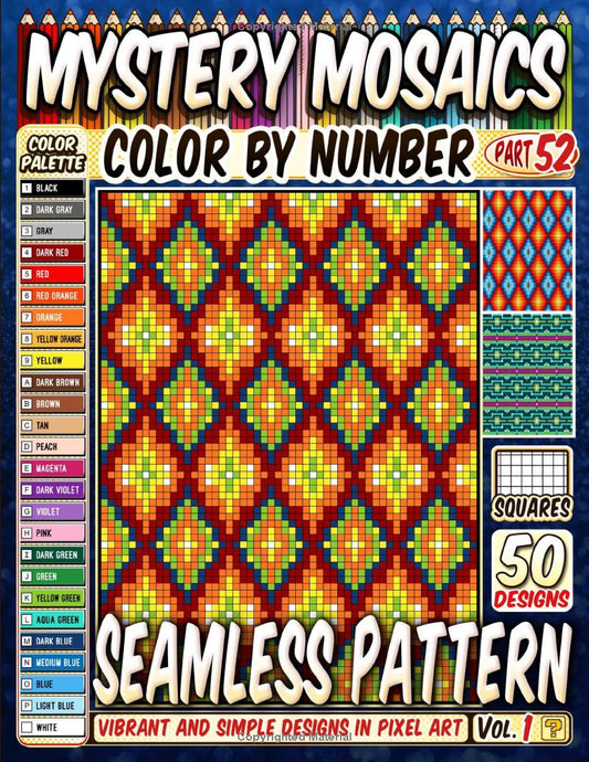 Seamless Patterns Mystery Mosaic Color by Number - Part: 52