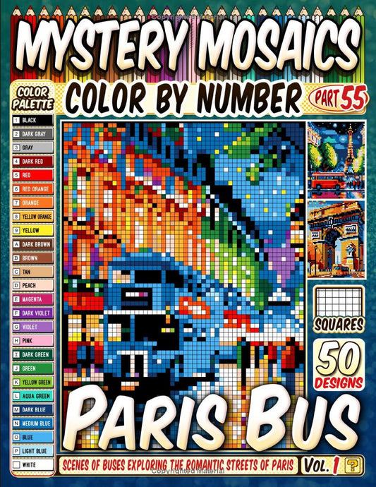 Paris Bus Mystery Mosaic Color by Number - Part: 55